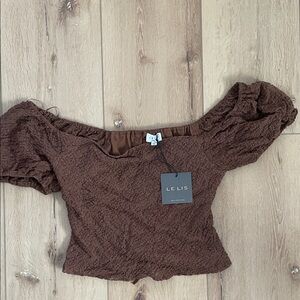 Le Lis Chocolate Brown Textured Blouse